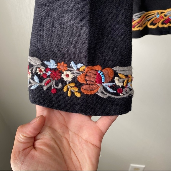 Anthropologie Maeve Embroidered Ellen Blazer Jacket Beaded Floral Print 4 - Picture 6 of 9